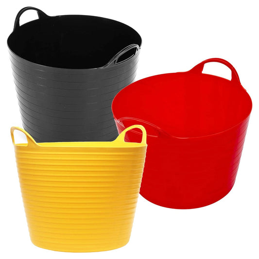 Sets of 3 or 6 Strong 40 Litre Flexi Tubs Mixed Assorted Colours