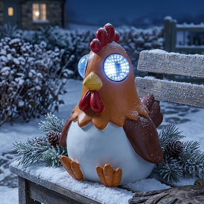 Blinking Solar Cockerel Garden Statue - Animated LED Rooster Ornament