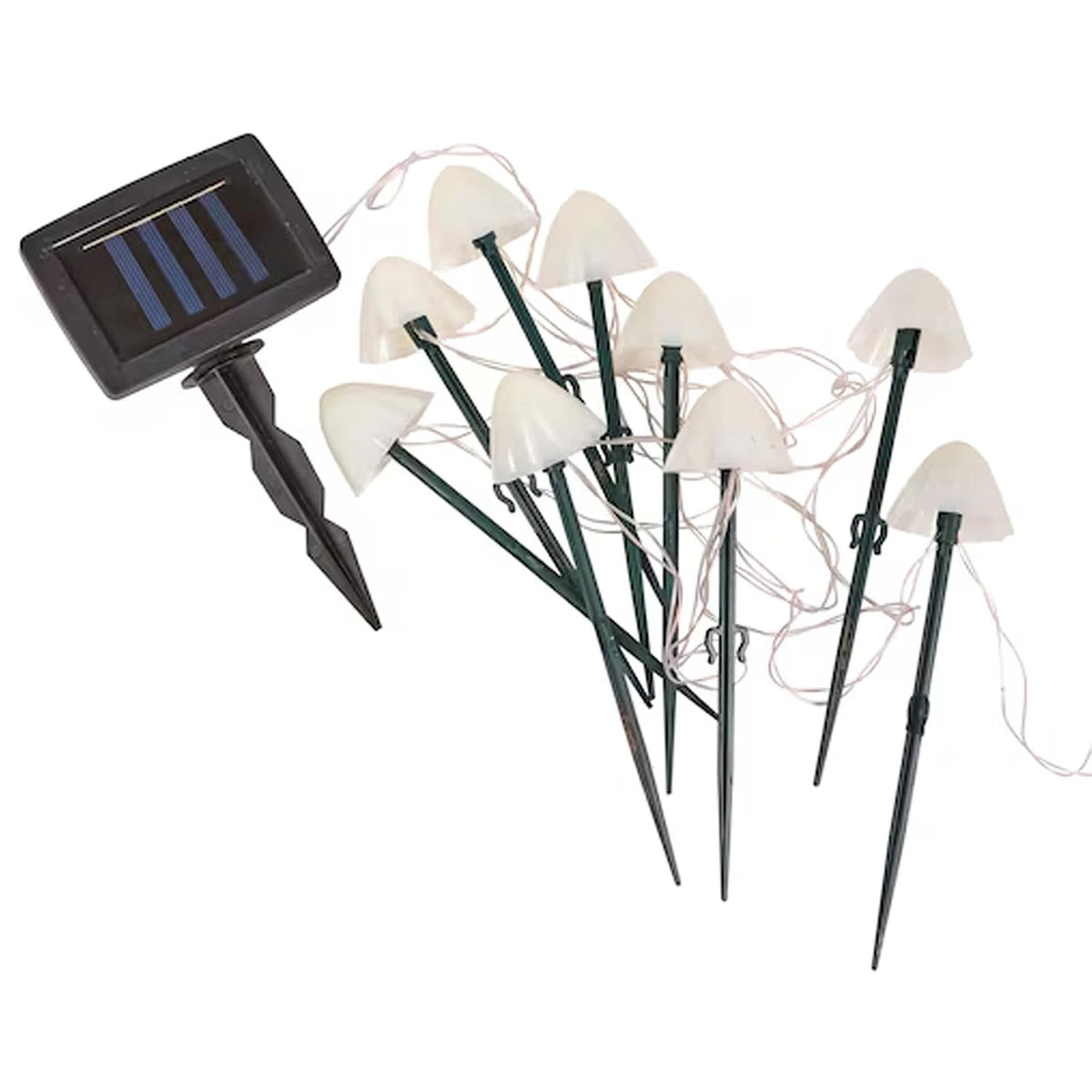 Solar Mushroom Pathway Stake Lights - Multi Function Warm White Pearl Caps
