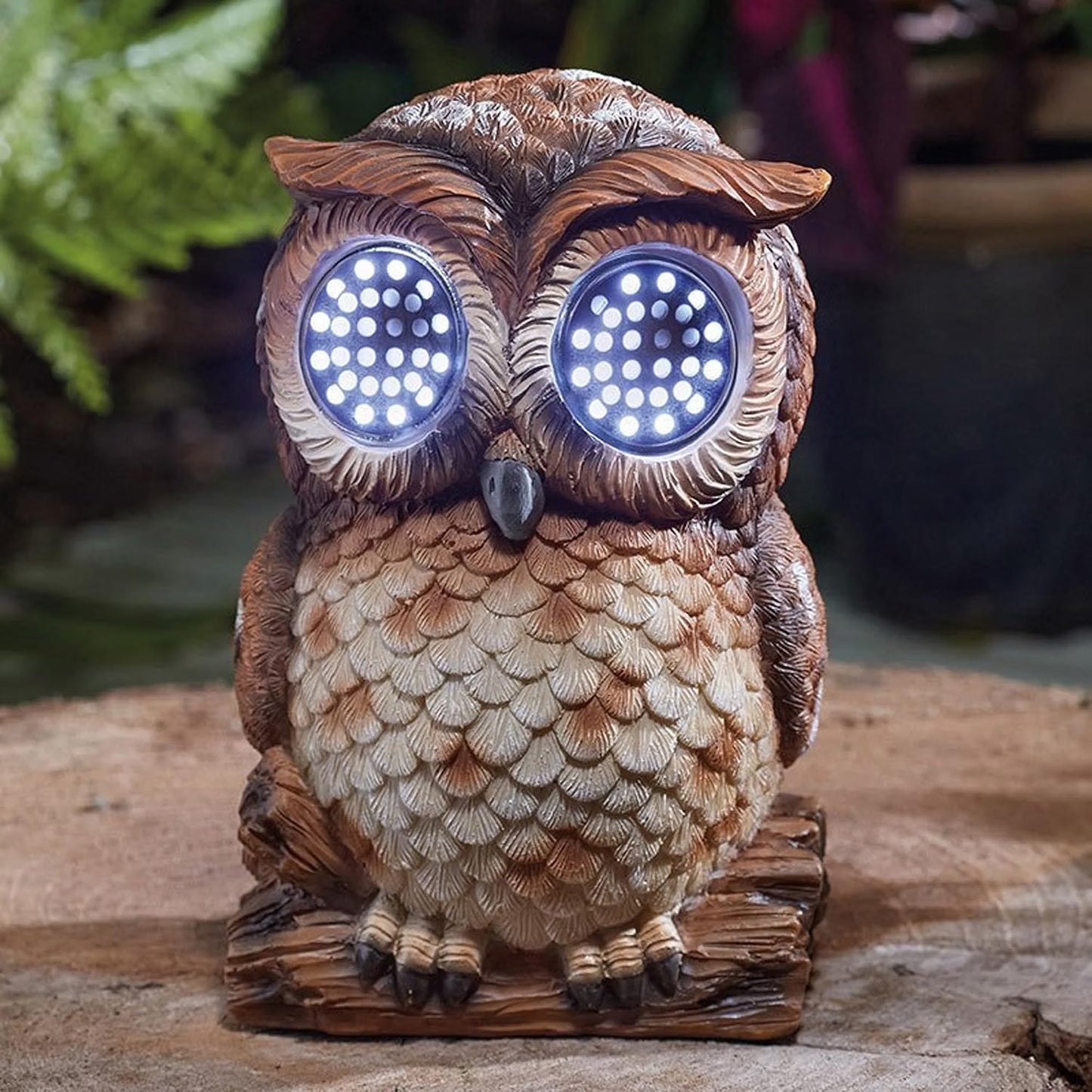 Blinking Solar Owl Garden Statue - 18.5cm Wildlife LED Outdoor Ornament