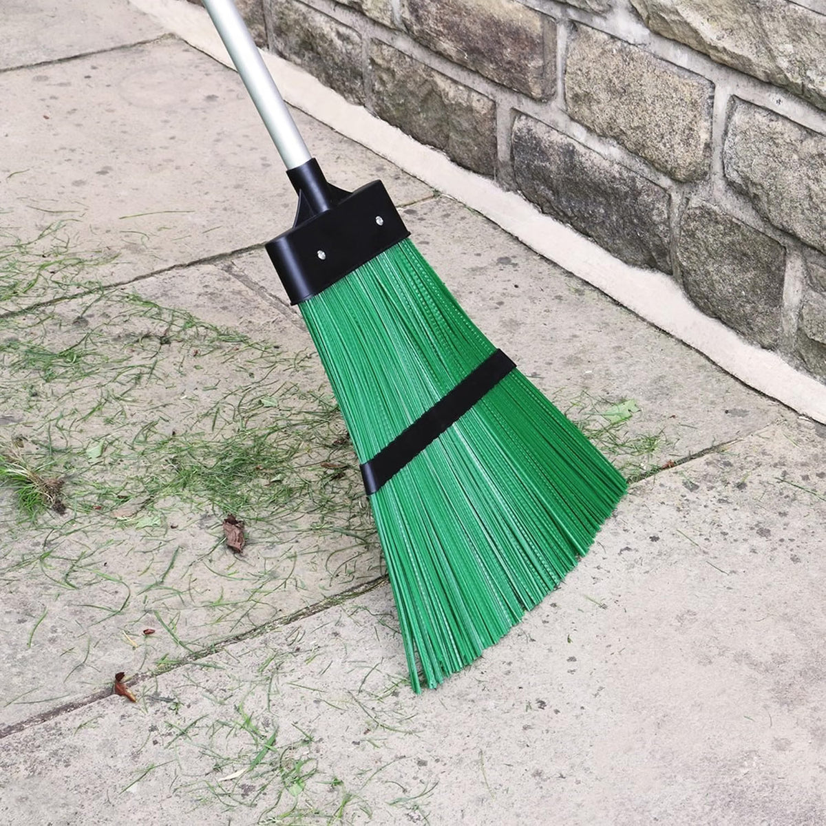 Hard Bristle Telescopic Garden Broom Rake Tool for Lawn Debris & Leaves