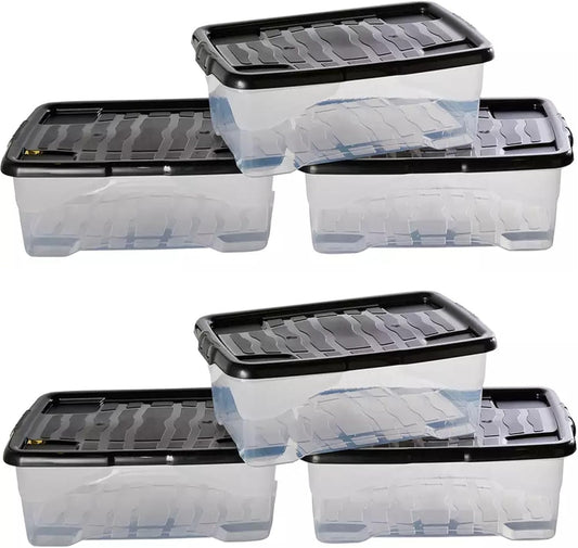 30 Litre High Grade Under Bed Plastic Storage Boxes Strong, Durable & Stackable Containers