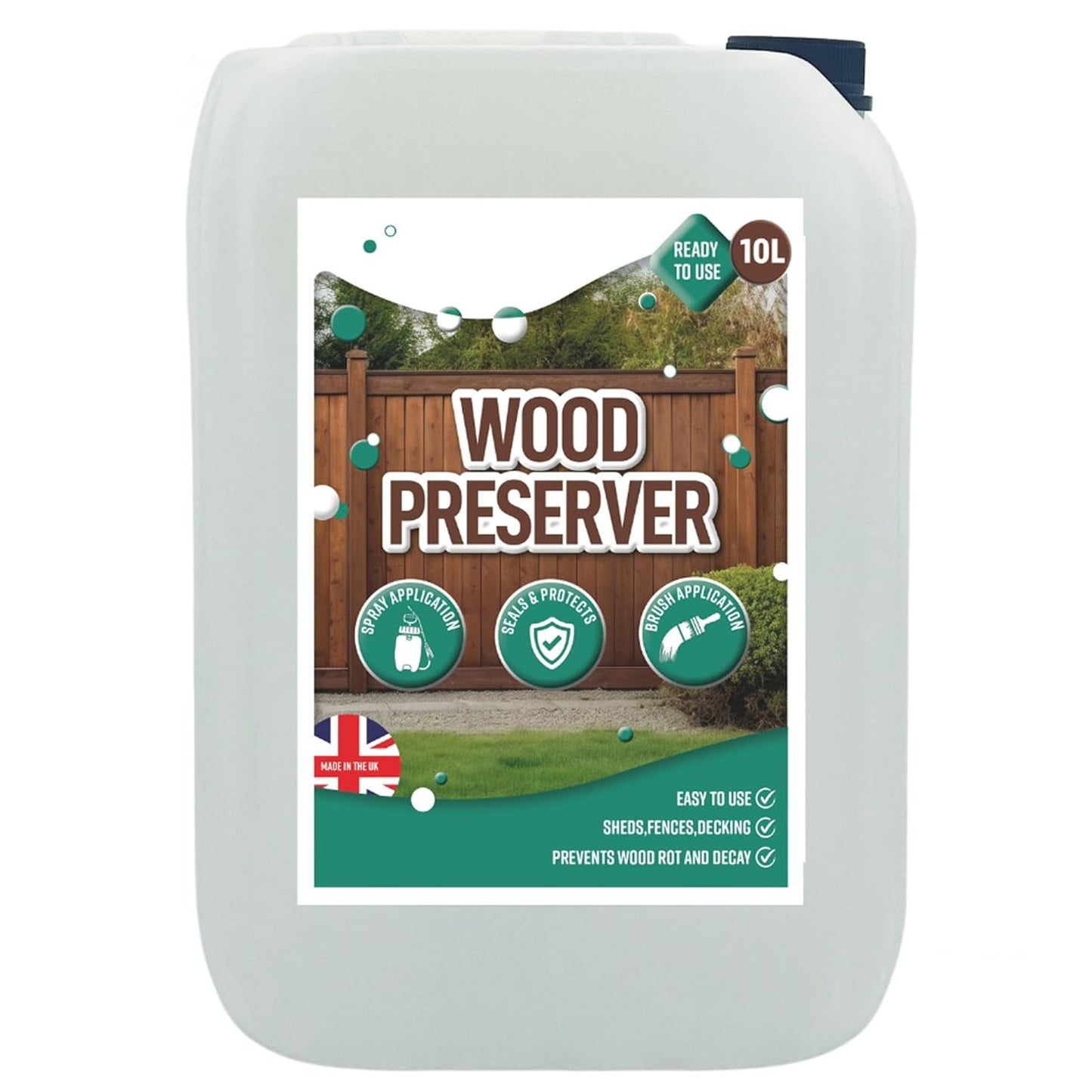 10 Litre Wood Preserver Outdoor, Wood Sealer For Decking, Fence, Sheds & Furniture