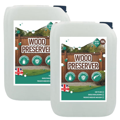 10 Litre Wood Preserver Outdoor, Wood Sealer For Decking, Fence, Sheds & Furniture