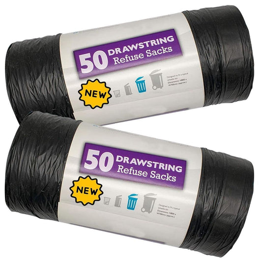 Drawstring Refuse Bags 120L Bin Liners Easy Tie Top Handle For Dustbins